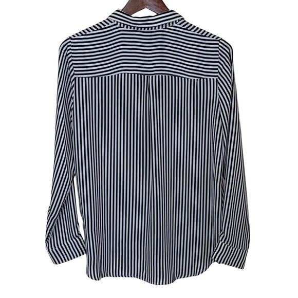H&M Black White Oversized Striped Button Down Shirt Women’s Size 12 - Picture 2 of 7